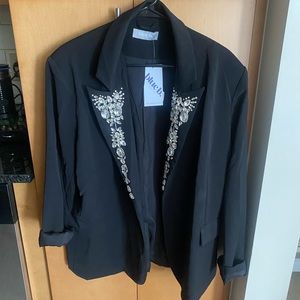 Embellished Jewel Collared Boyfriend Blazer